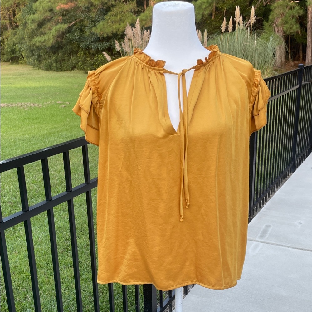 Karen Kane Costa Palmas Gold Flutter Sleeve Top